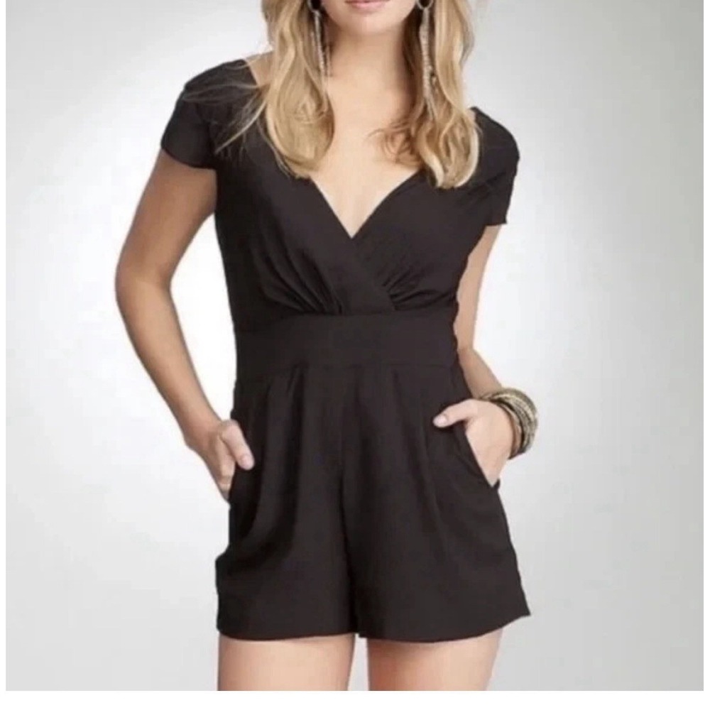 Bebe Emma Black Bow Romper Size Small‎  Vintage Stretch Woman's Y2K